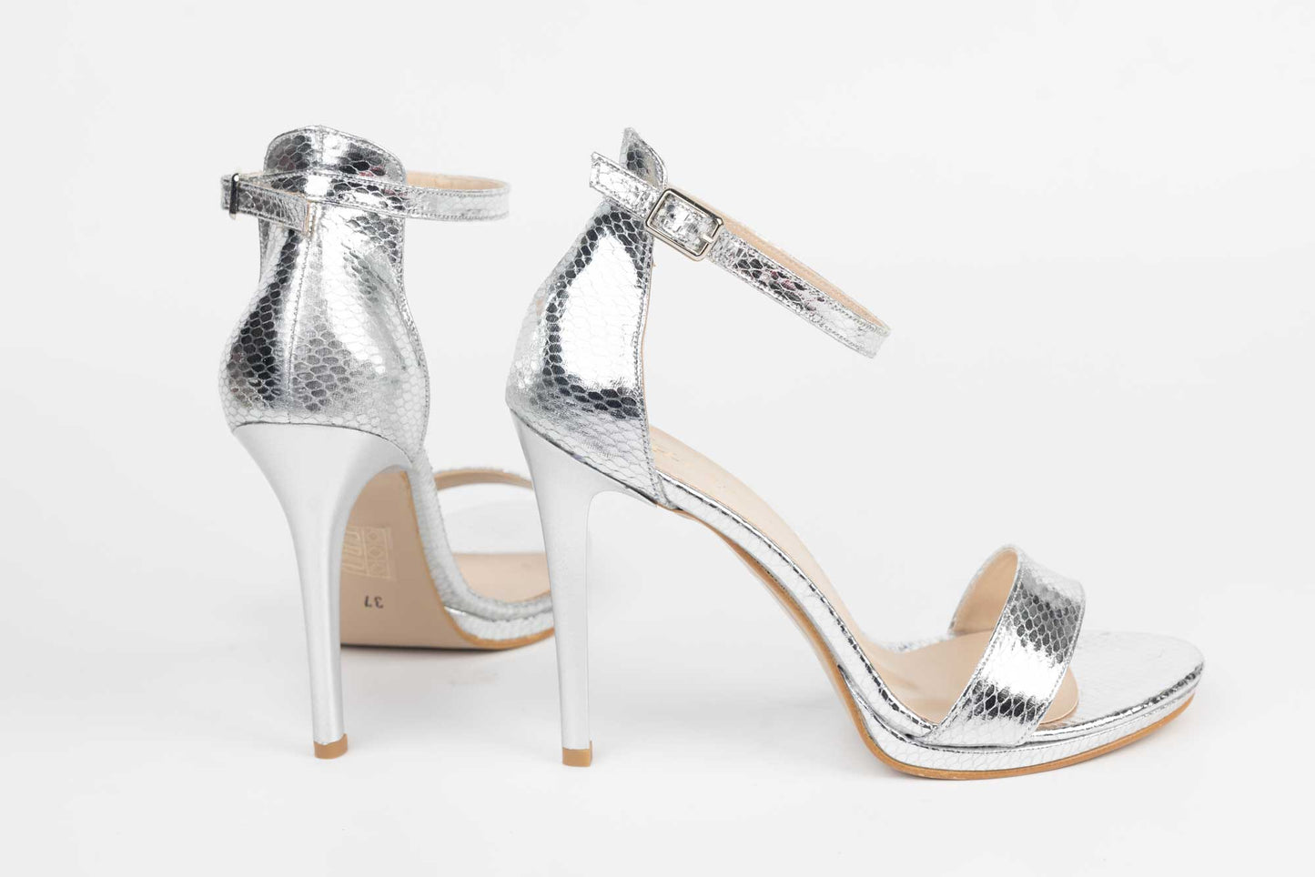 Women's eco-leather sandals KARIN 6300 silver honeycomb