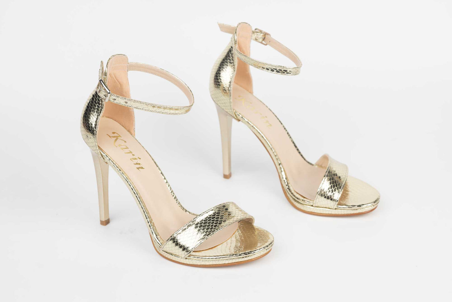 Women's eco-leather sandals KARIN 6300 gold honeycomb