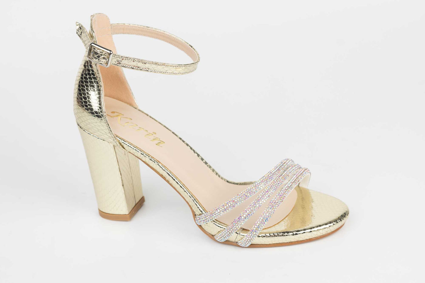 Women's eco-leather sandals KARIN 6590-21 gold honeycomb