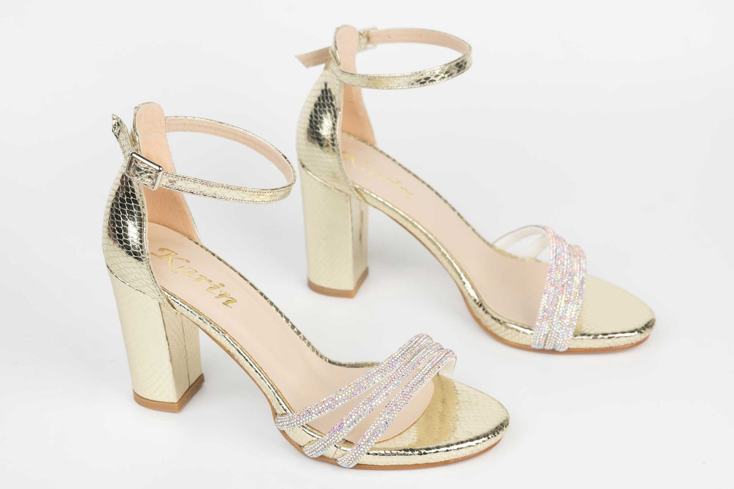 Women's eco-leather sandals KARIN 6590-21 gold honeycomb