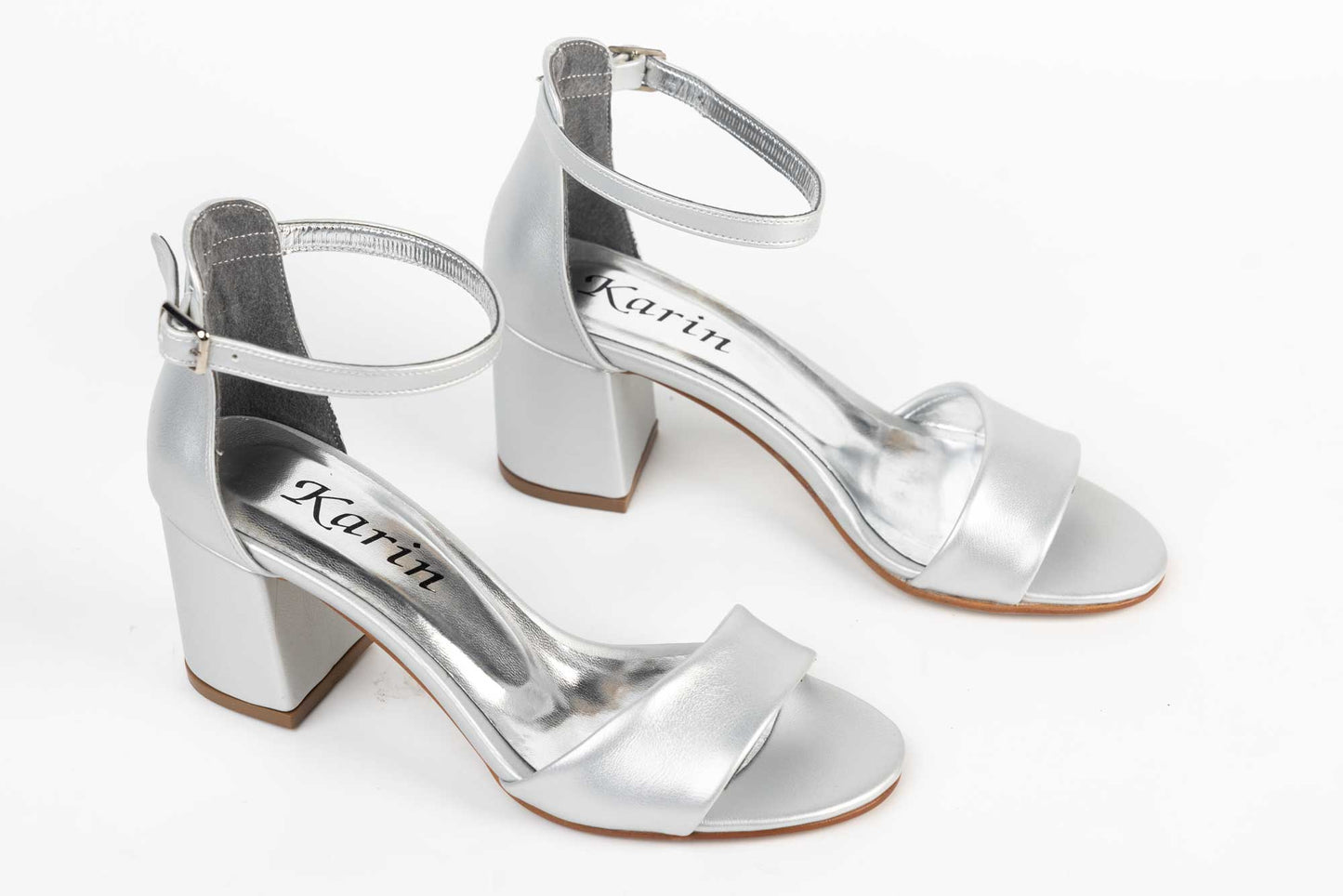 Women's casual sandals made of eco-leather KARIN 70 silver box