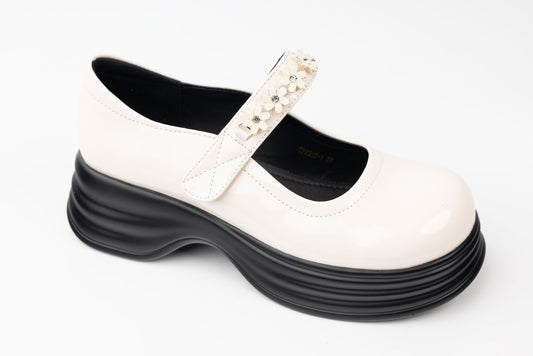 Pantofi dama piele naturală FORMAZIONE 2312 Crem lac
