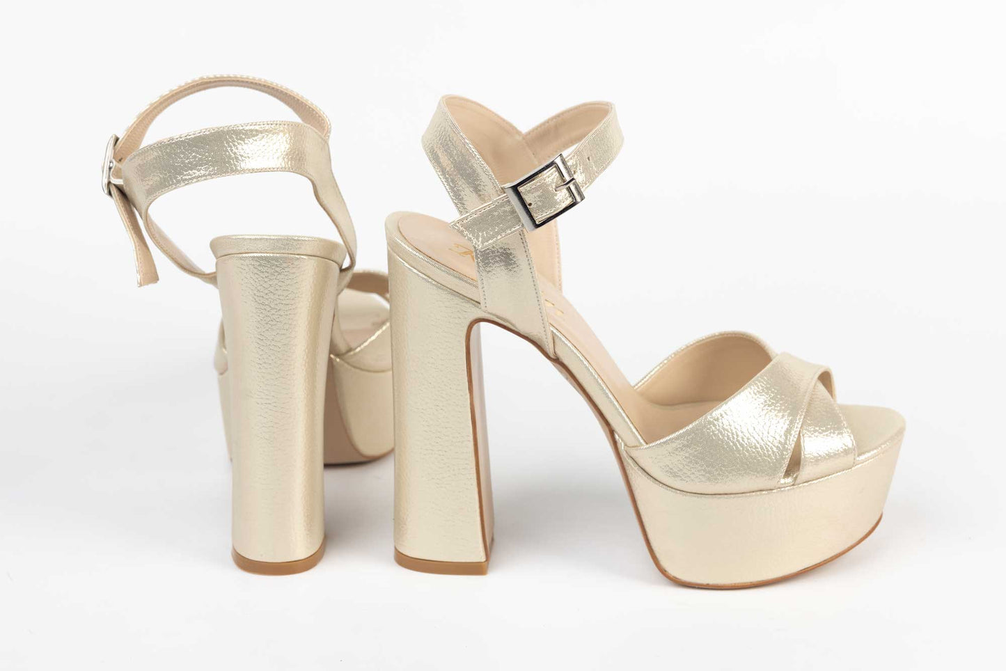 Women's sandals eco leather KARIN 7171 gold croco satin