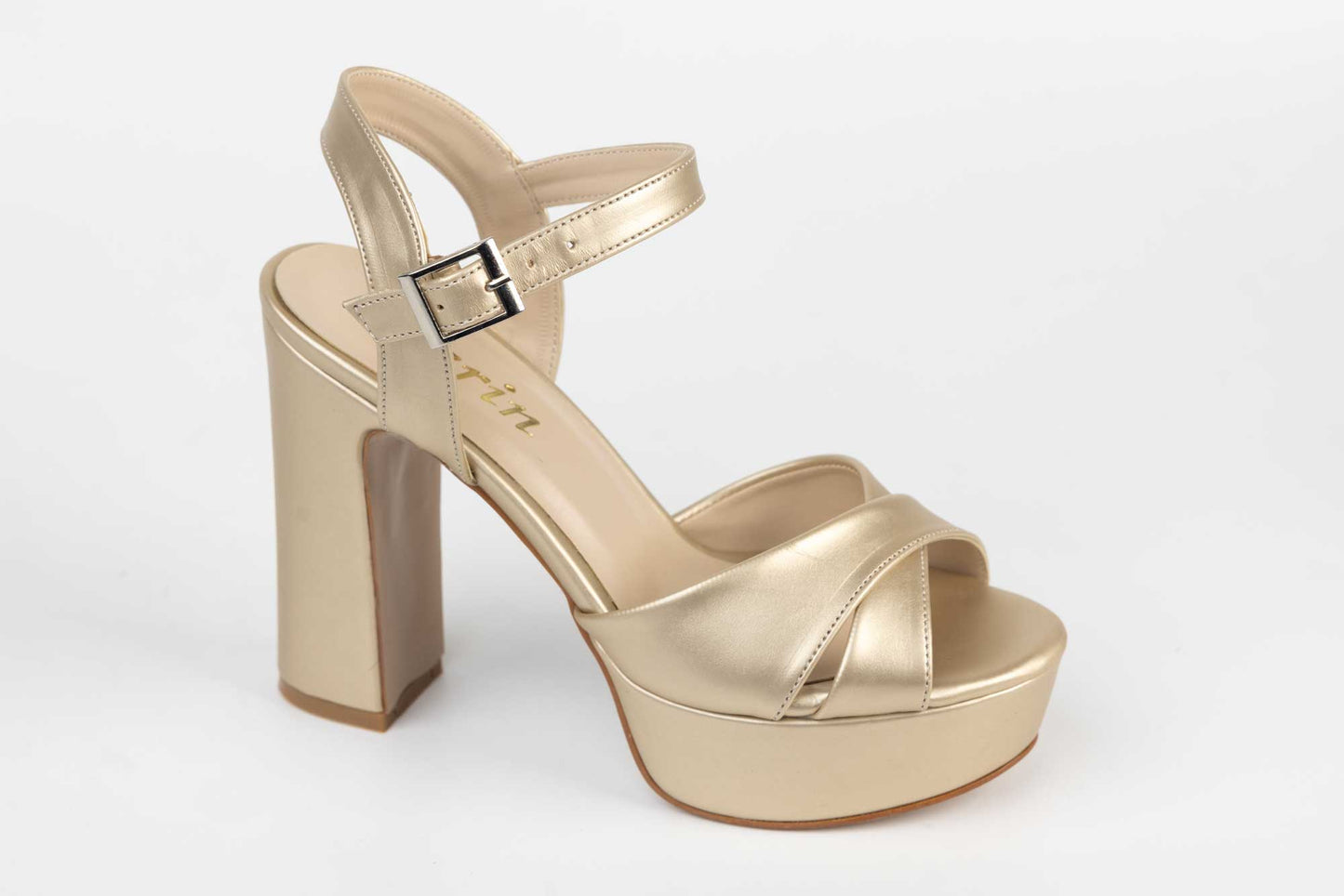 Elegant women's sandals made of eco-leather KARIN 7230 box gold