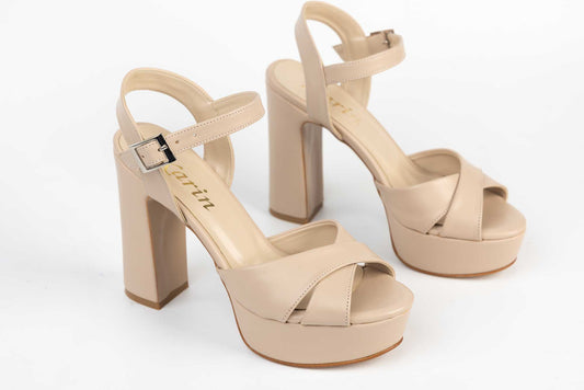 Sandale dama elegante piele ecologica KARIN  7230 crem box