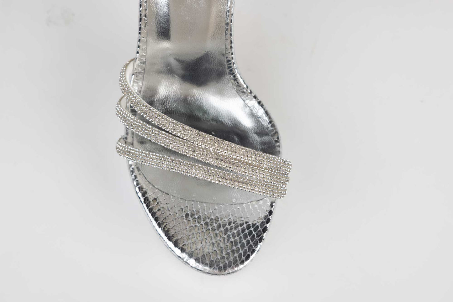 Women's eco-leather sandals KARIN 7234 silver honeycomb