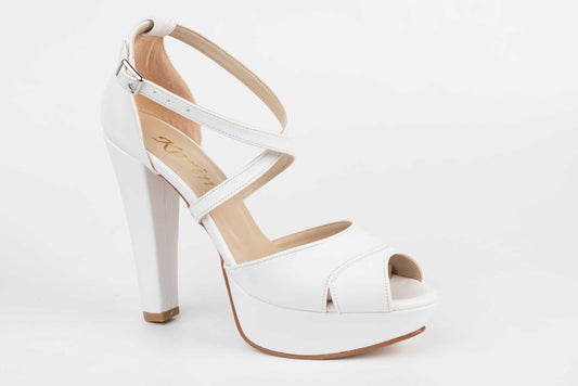 Sandale mireasa din piele eco KARIN 98 alb box