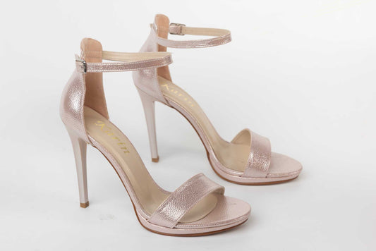 Sandale dama elegante piele ecologica KARIN 6300 pudra croco saten