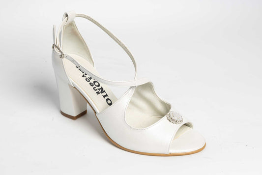 Sandale mireasa piele naturală ANTONIO 14282 Alb accesorizate