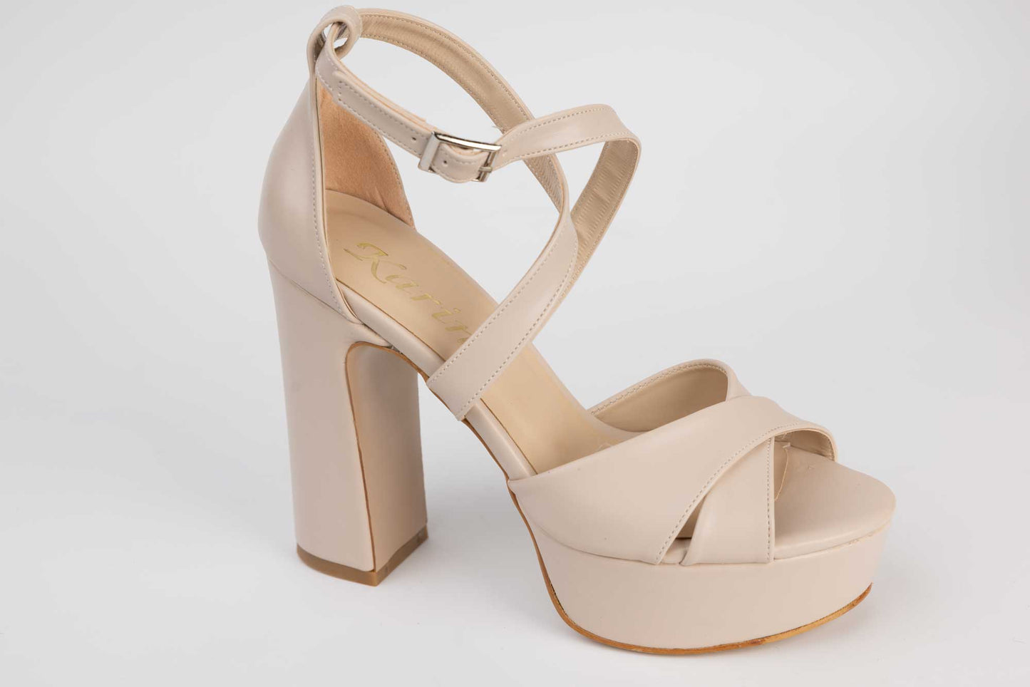 Elegant women's sandals made of eco-leather KARIN 7230-X Box cream