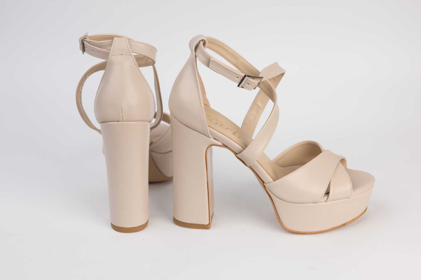 Elegant women's sandals made of eco-leather KARIN 7230-X Box cream