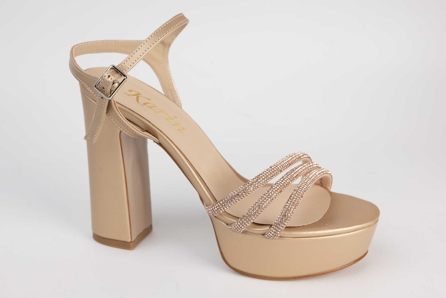 Elegant women's sandals made of eco-leather KARIN 7234 Gold AU