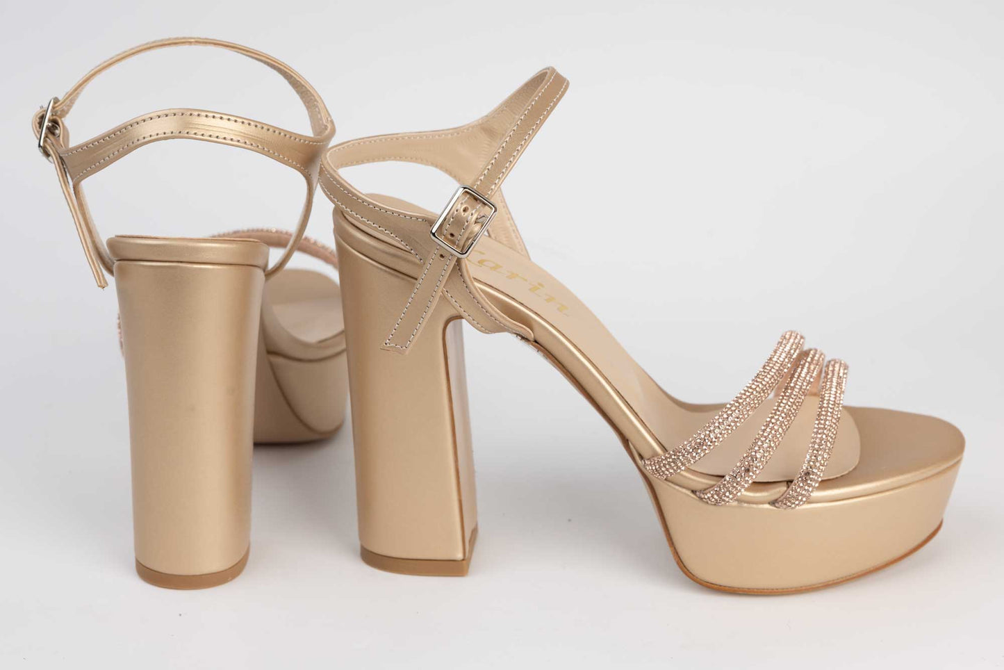 Elegant women's sandals made of eco-leather KARIN 7234 Gold AU