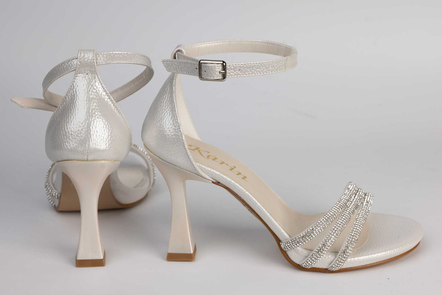 Sandale dama din piele eco KARIN 503 Alb croco saten