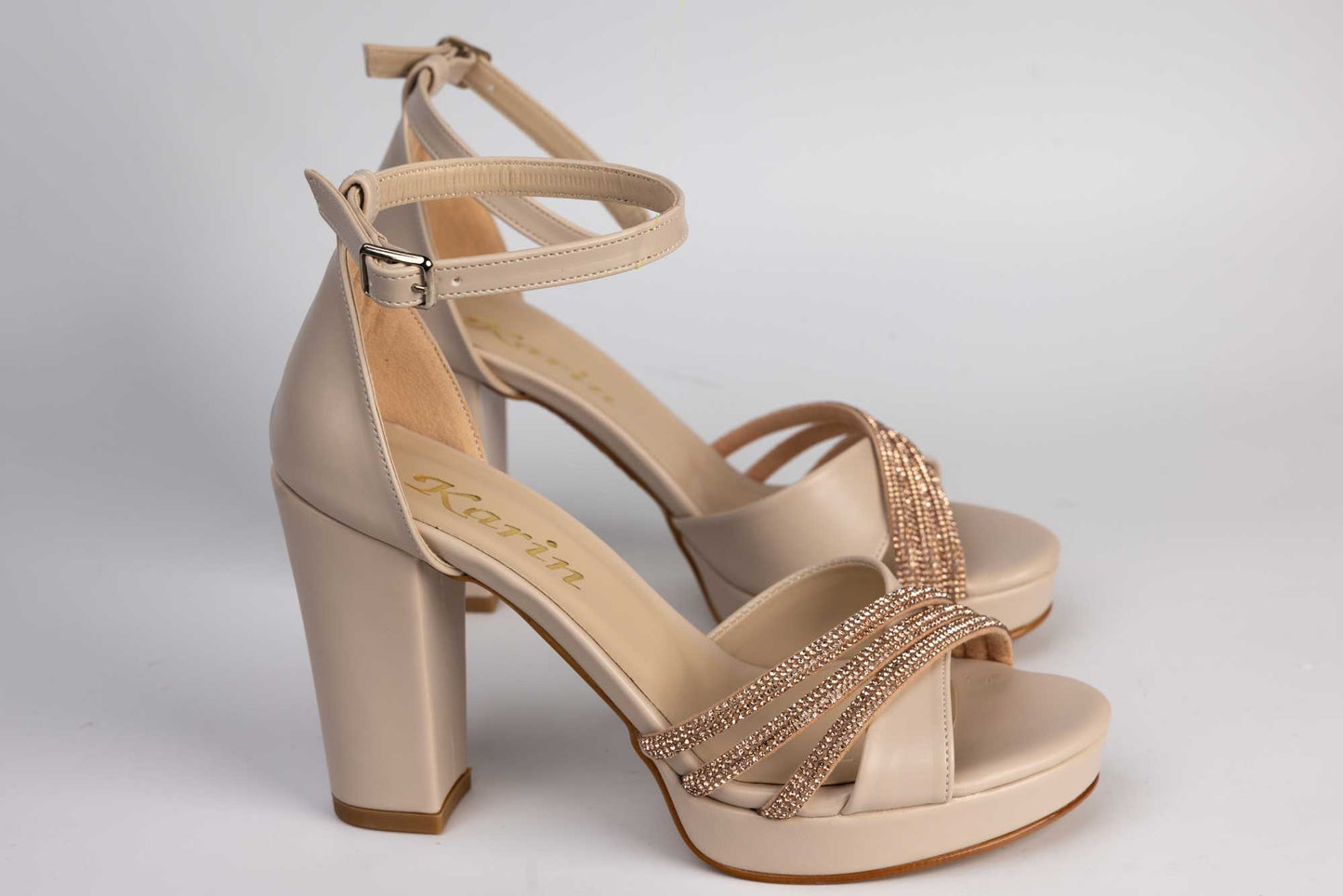 Elegant women's sandals made of eco-leather KARIN 6894 Cream AU