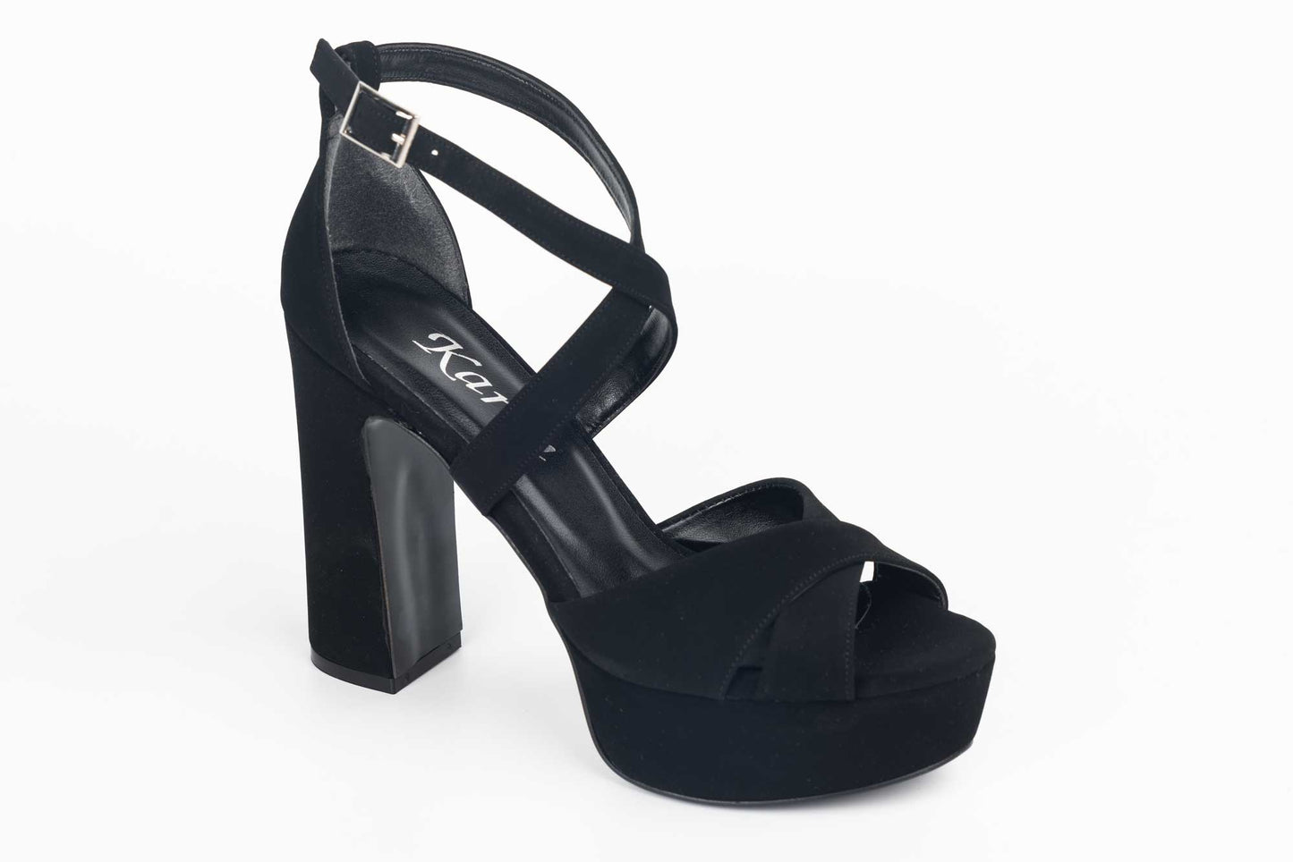 Elegant women's sandals made of eco-leather KARIN 7230-X black velour