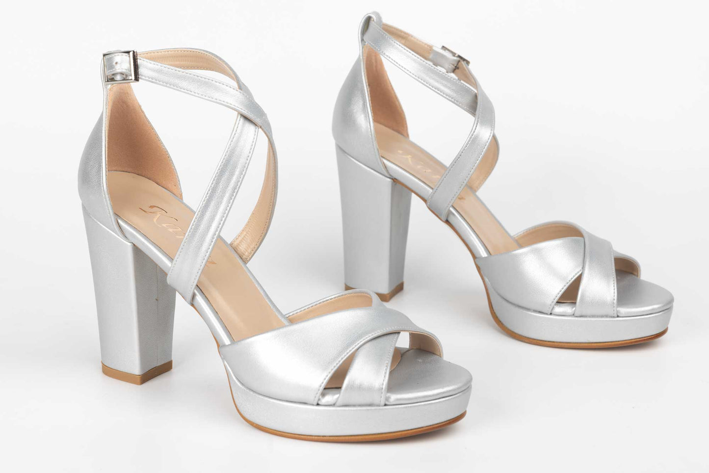 Elegant women's sandals made of eco-leather KARIN 6292 silver