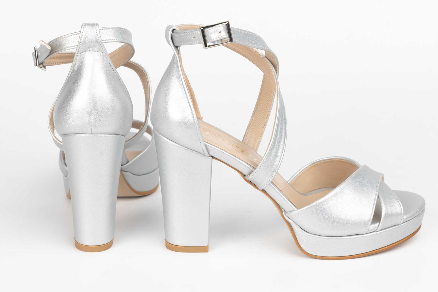 Elegant women's sandals made of eco-leather KARIN 6292 silver