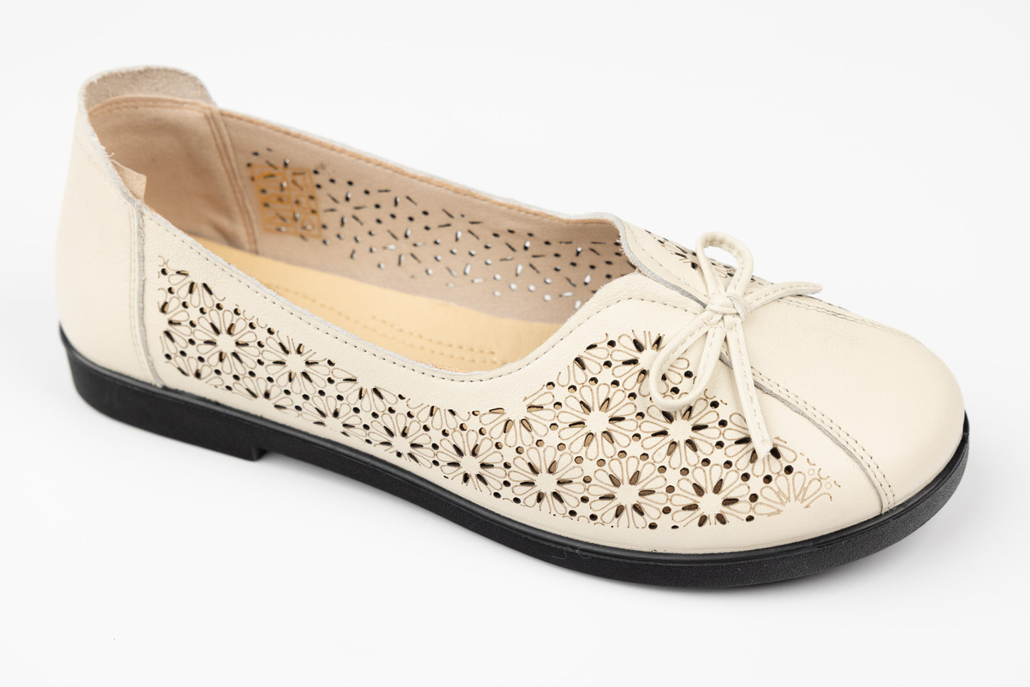 Balerini dama piele naturală perforați FORMAZIONE 5802 Crem