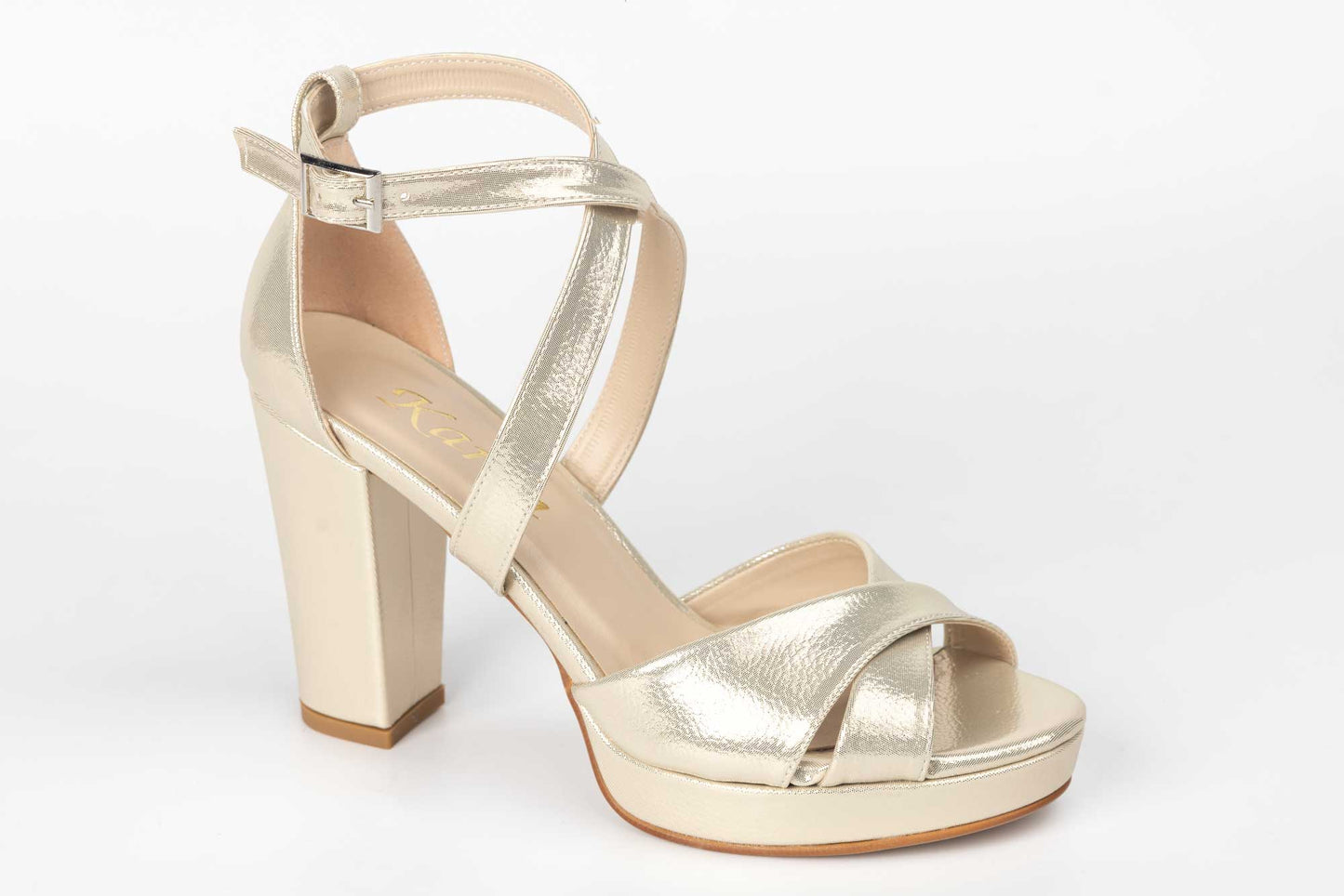 Sandale dama elegante piele ecologica KARIN 6292 auriu croco saten