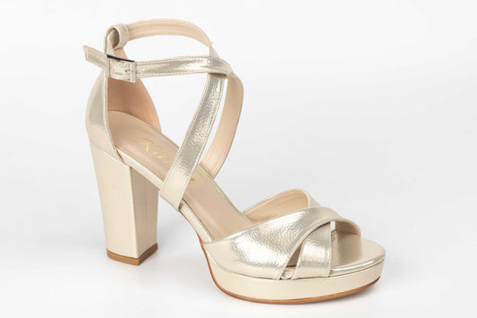 Sandale dama elegante piele ecologica KARIN 6292 auriu croco saten