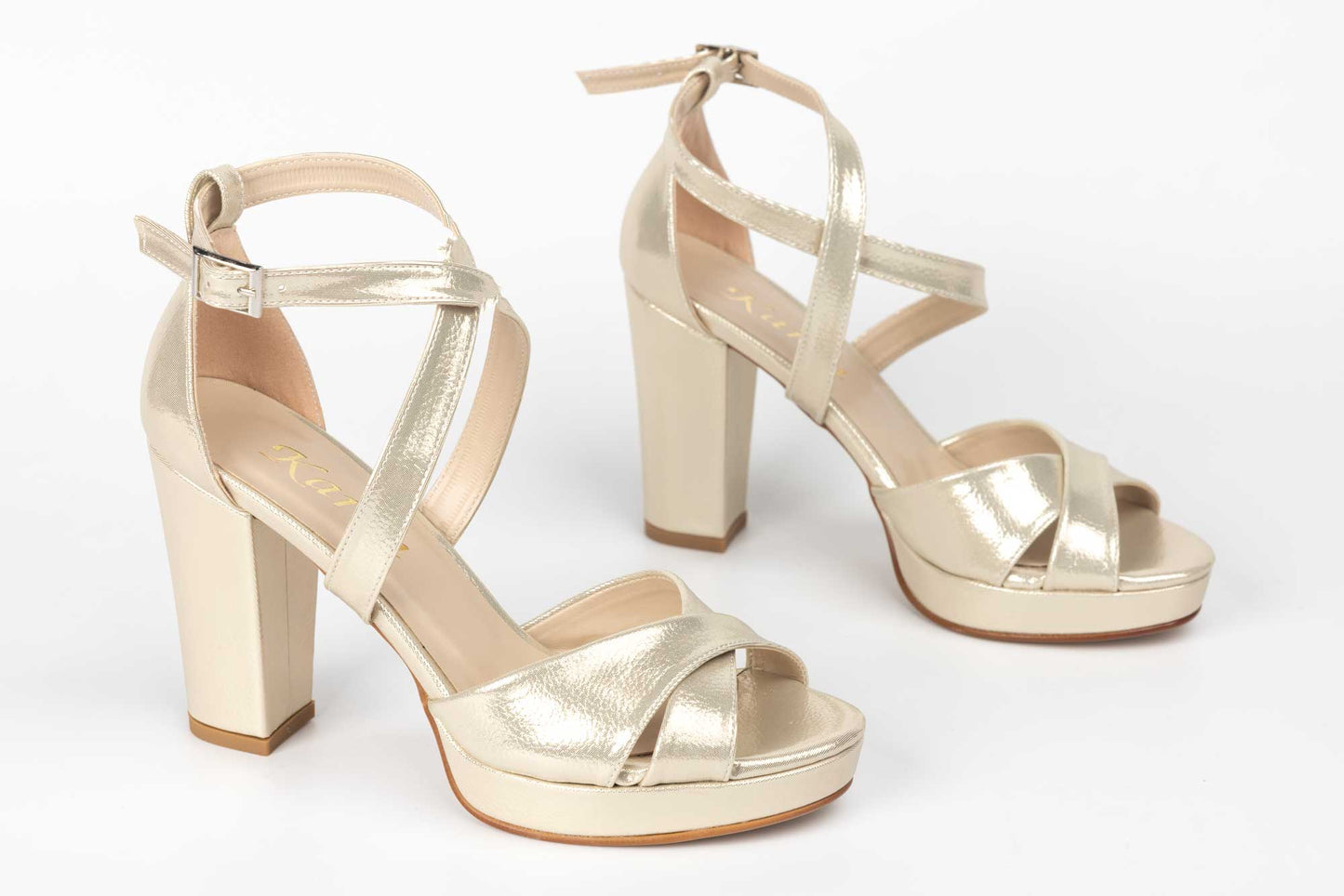 Sandale dama elegante piele ecologica KARIN 6292 auriu croco saten