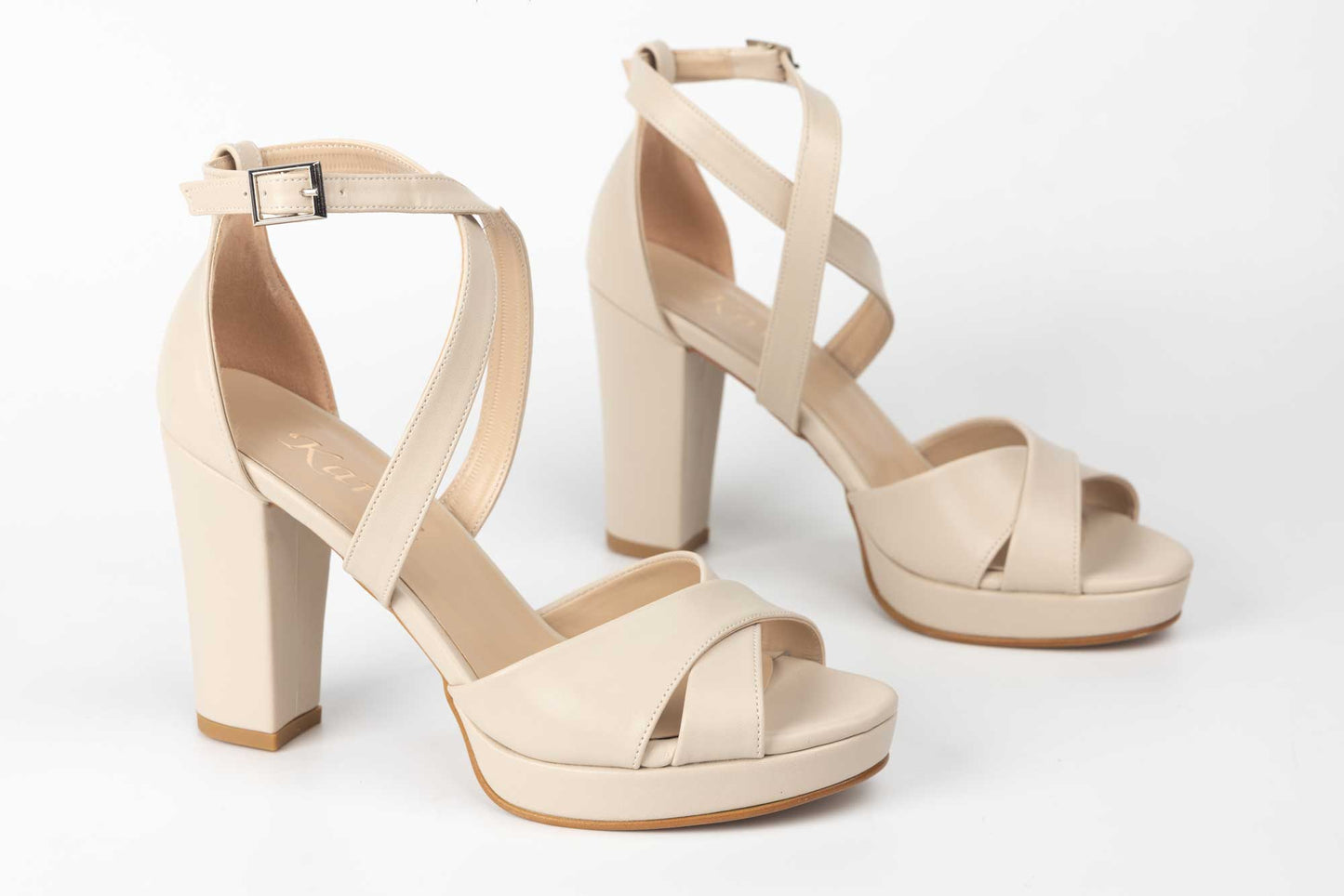 Elegant women's sandals made of eco-leather KARIN 6292 cream