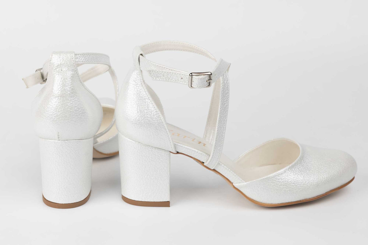Pantofi dama decupati piele eco  KARIN 81 alb croco saten