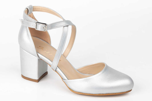 Pantofi dama decupati piele eco  KARIN 81 argintiu box