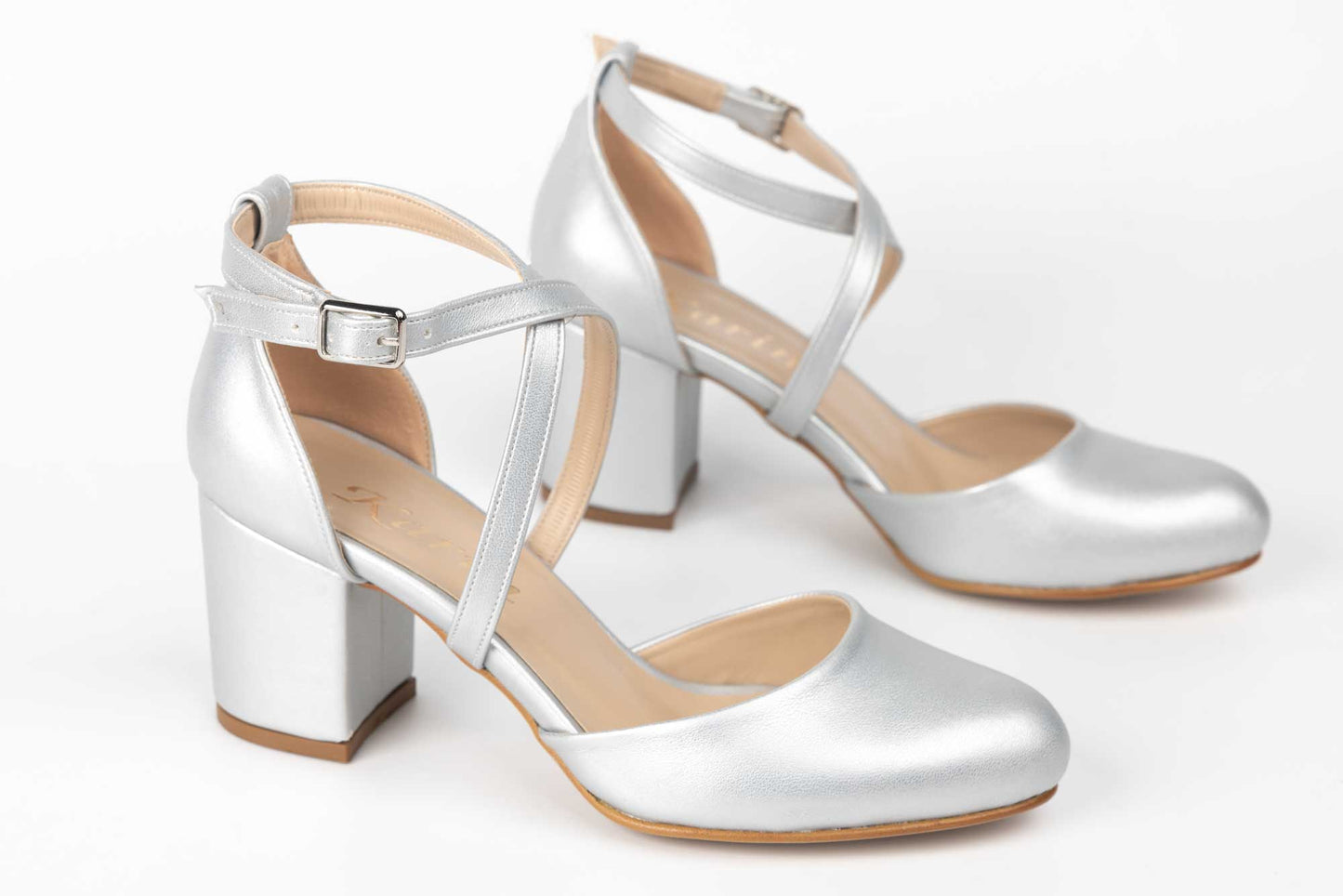 Pantofi dama decupati piele eco  KARIN 81 argintiu box