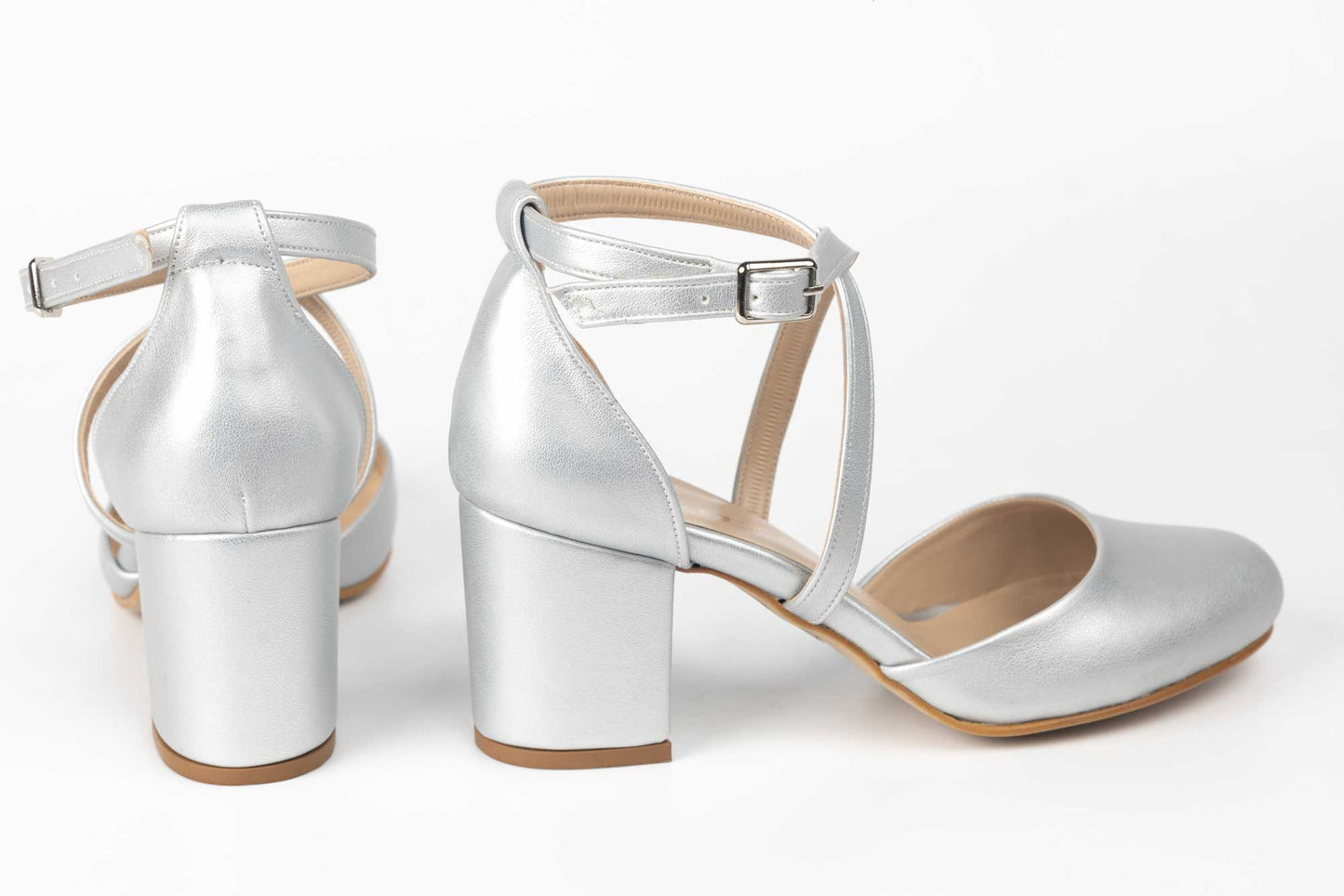 Pantofi dama decupati piele eco  KARIN 81 argintiu box