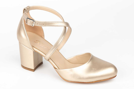 Pantofi dama decupati piele eco  KARIN 81 auriu box