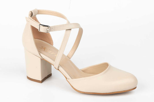 Pantofi dama decupati piele eco KARIN 81 crem deschis