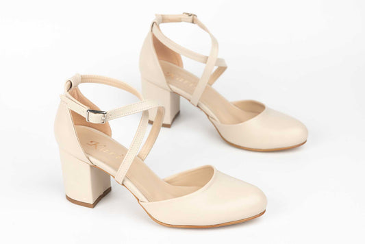 Pantofi dama decupati piele eco KARIN 81 crem deschis