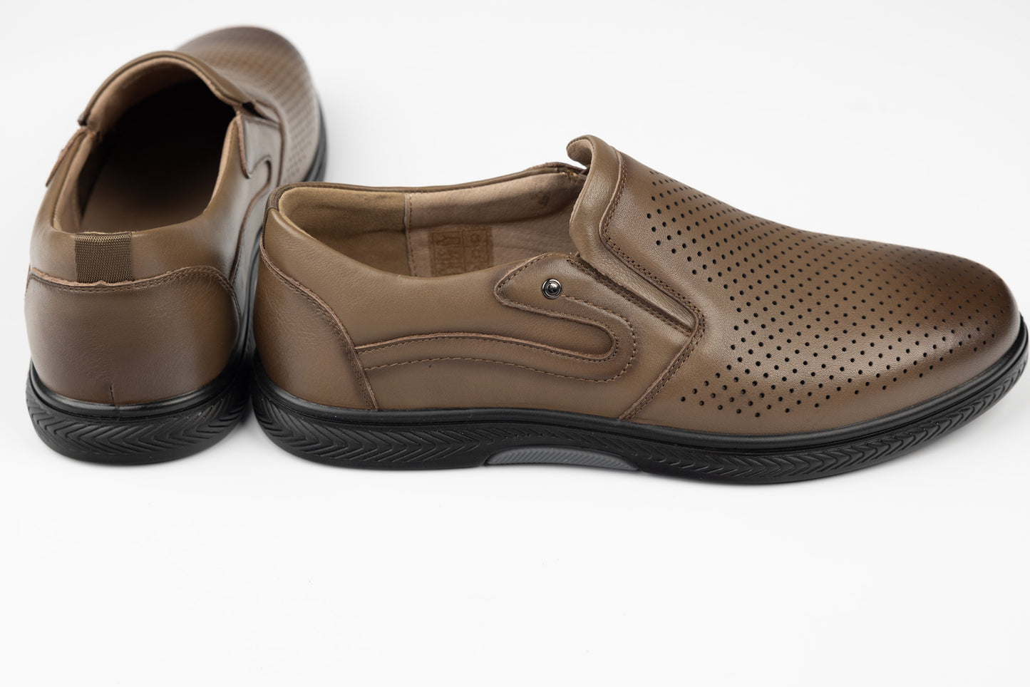 Men's genuine leather shoes JOHAN 405-18 Kaki perf