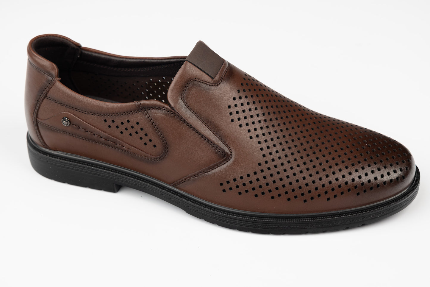 Men's shoes natural leather 405-19 Brown perf