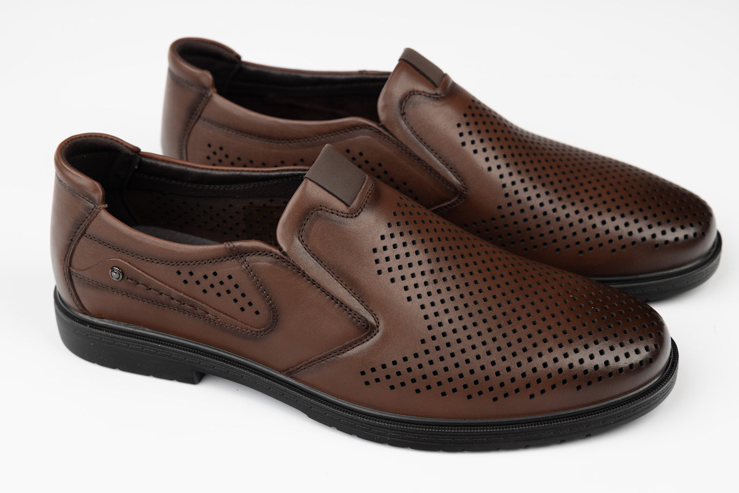 Men's shoes natural leather 405-19 Brown perf