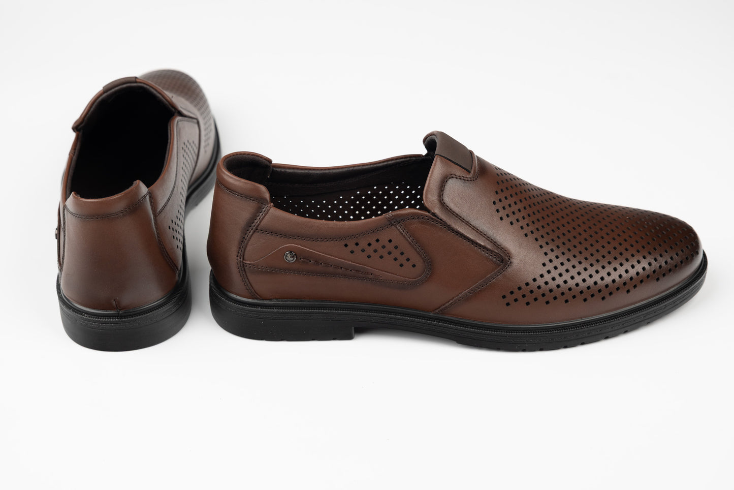 Men's shoes natural leather 405-19 Brown perf