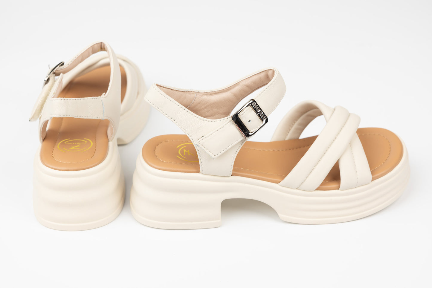 Women's casual genuine leather sandals FORMAZIONE 49013 Cream