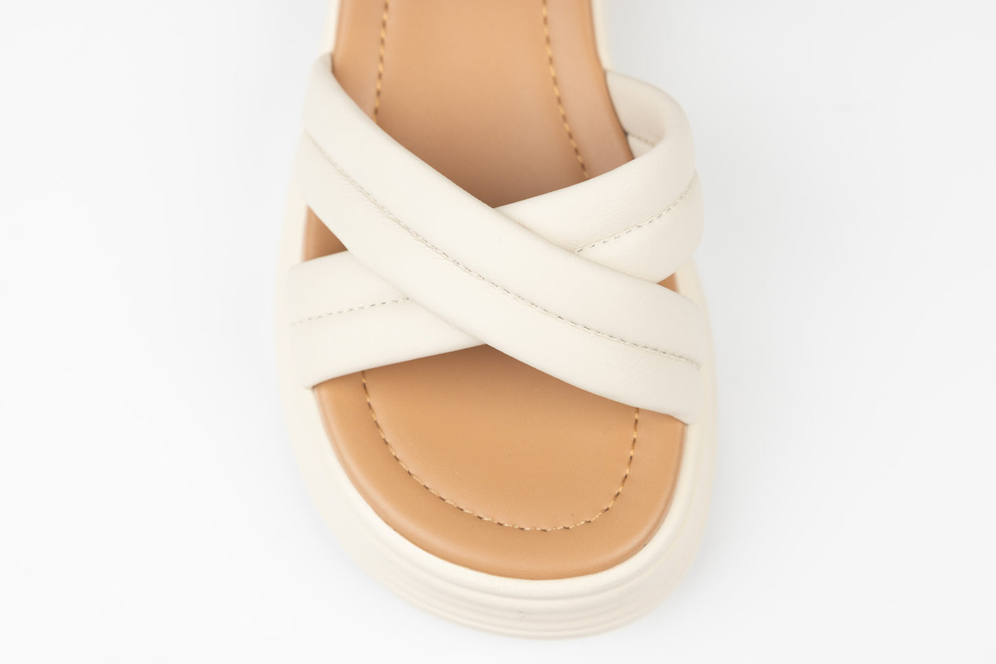 Women's casual genuine leather sandals FORMAZIONE 49013 Cream