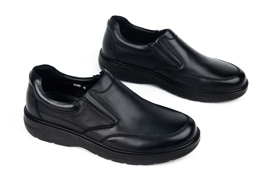 Pantofi barbati casual piele naturala MELS 1905 Negru (latime XXL)
