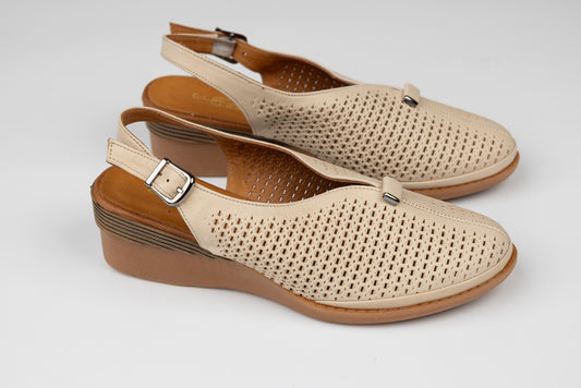 Pantofi dama piele naturală talpa ortopedica LSD 642 Bej