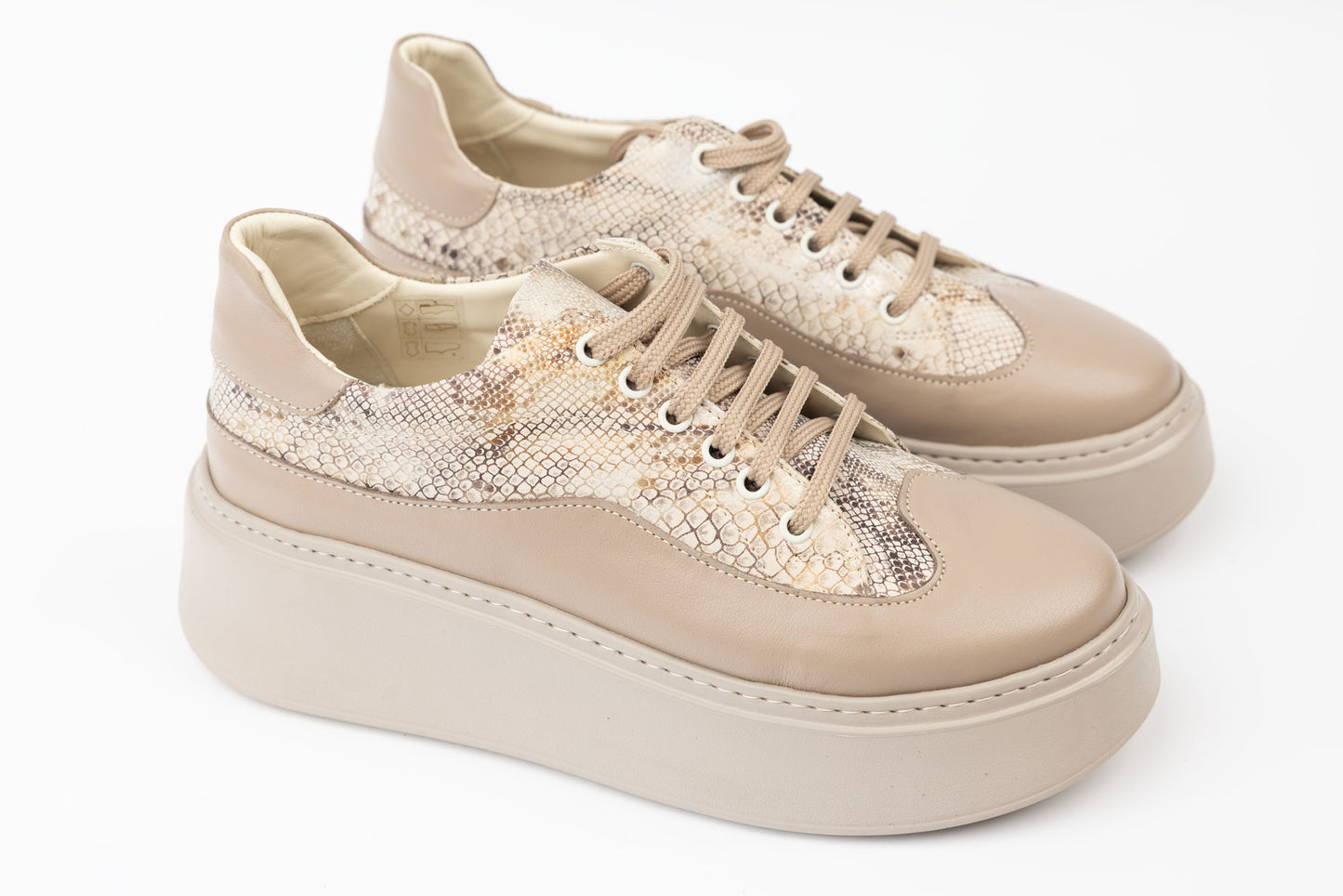 Pantofi dama piele naturală PERLA 3672 Bej șarpe