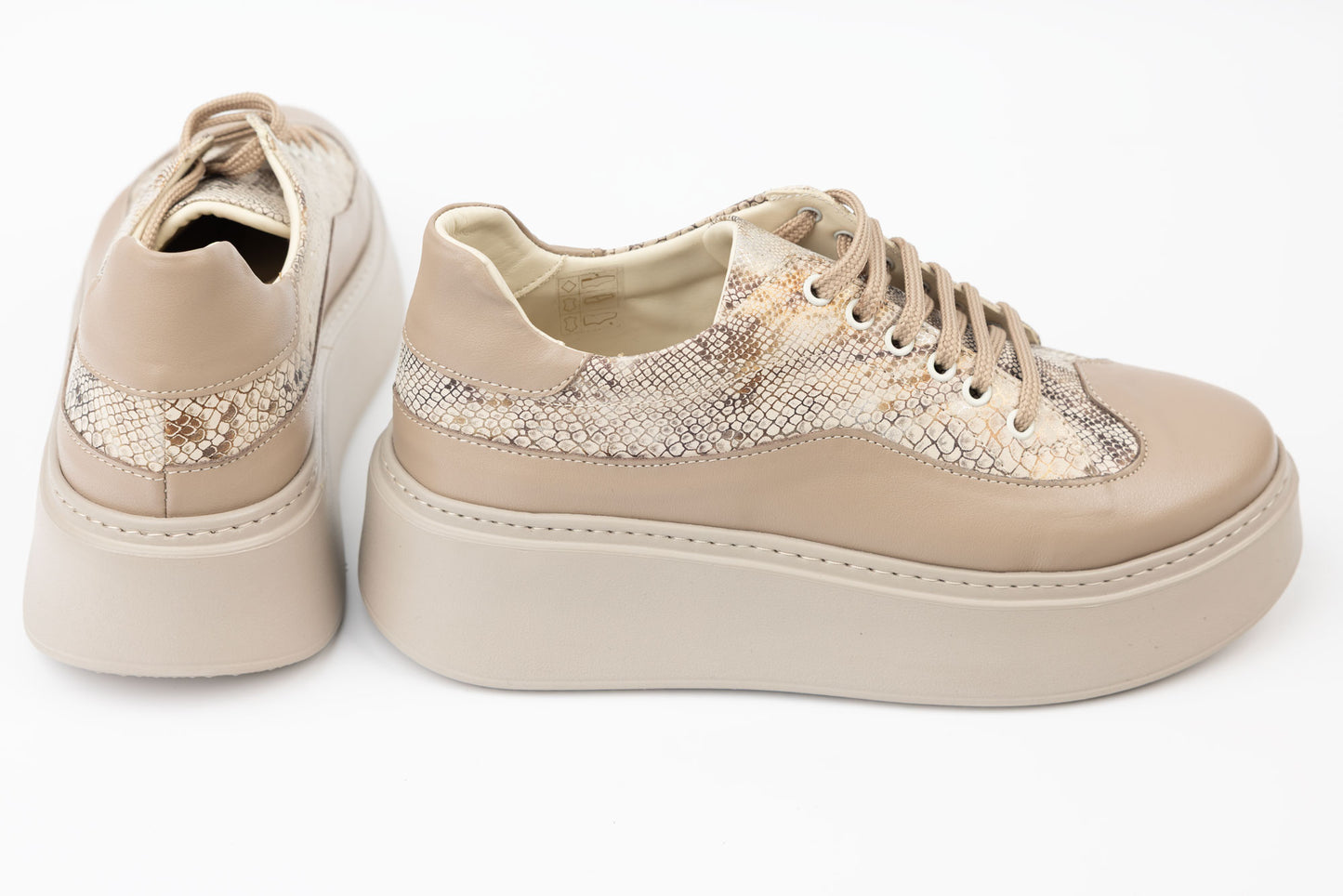 Pantofi dama piele naturală PERLA 3672 Bej șarpe