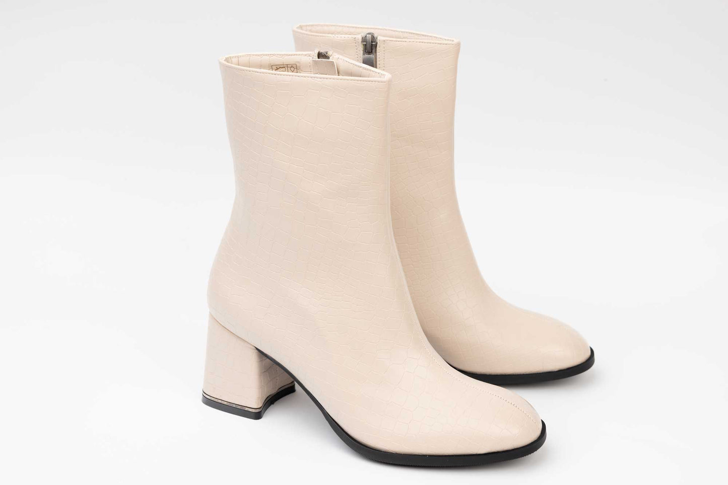 Women's casual boots made of eco-leather LONDON 9203-18 beige