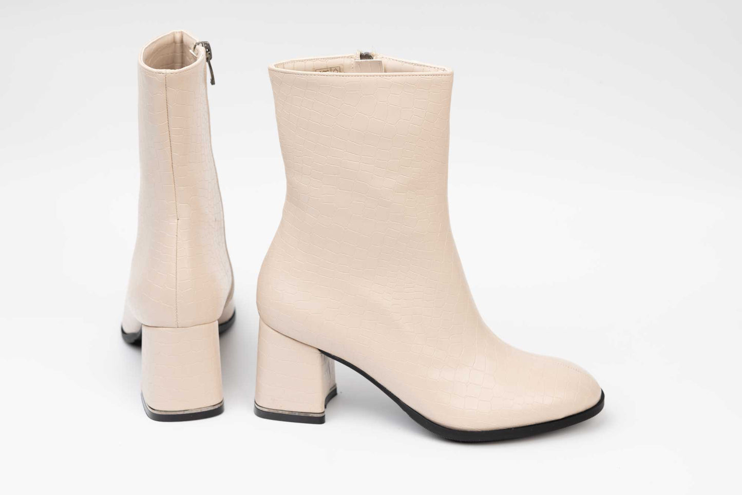 Women's casual boots made of eco-leather LONDON 9203-18 beige