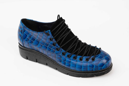 Pantofi dama casual piele naturala LARISA Anto 02 Croco albastru