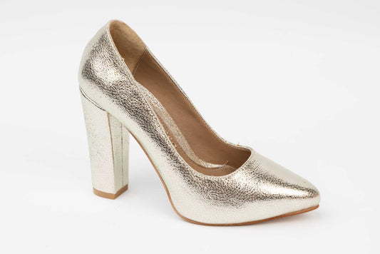 Pantofi dama eleganti piele naturala LARISA Sorana Auriu cristal