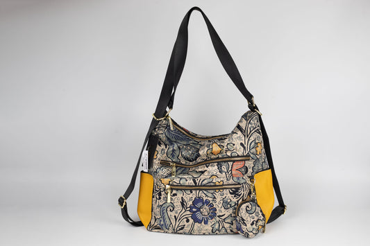 geanta/rucsac din piele naturală cu textil FENIX FASHION 2222 GREY