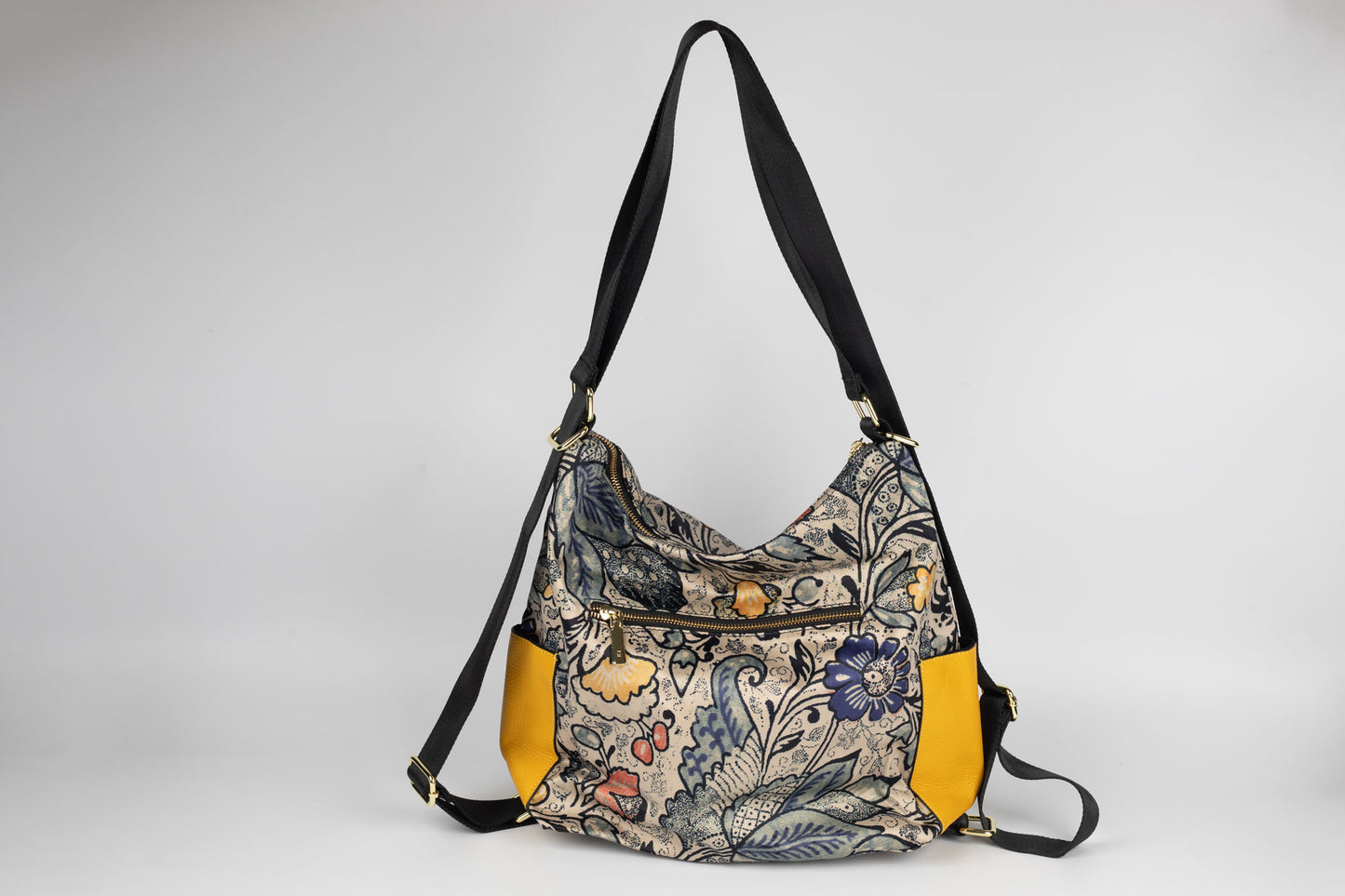 geanta/rucsac din piele naturală cu textil FENIX FASHION 2222 GREY